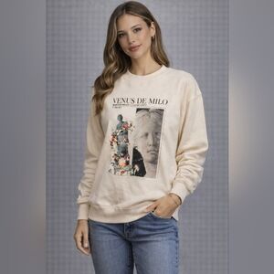 Cream Vintage-Style Crewneck Sweatshirt
